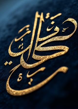 Arabic calligraphy in raised gold leaf